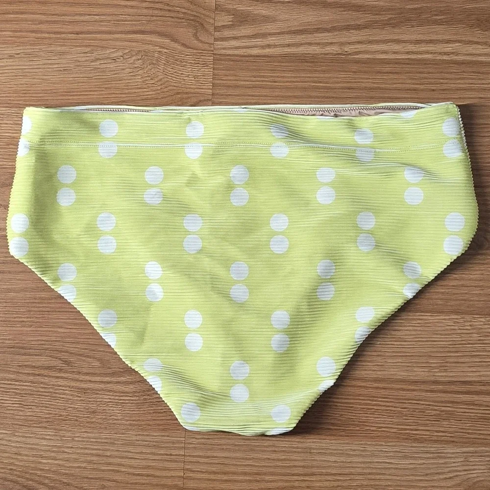 Madewell‎ Womens High Waisted Polka Dot  Bikini Bottom Size XXL Green Swim NWT